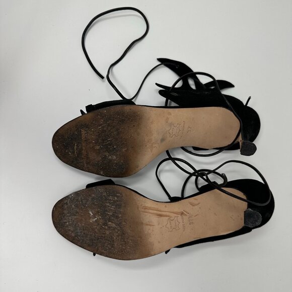 Manolo Blahnik Filodendro Black Suede Cutout Lace Up Heels 37 7 EUC - Picture 8 of 8